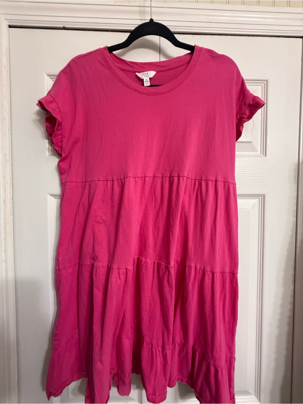 Pink Tiered Short-Sleeve Dress